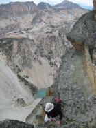 Dave descending from the summit (Sean D photo).