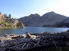 First view of Sawtooth Lake from the outlet stream.