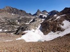 Snow bowl on the way to Merritt Peak, Thompson Peak in the background.