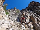 Steep gully to the summit block of Merritt Peak.