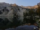 Our campsite at an unnamed lake above Fishhook Creek, Limbert in the distance.