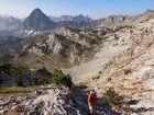 Climbing Little Baron Peak, Mount Ebert and Monte Verita in the background.