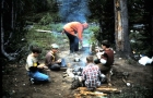 Eating round the campfire on the first night.