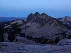 Low light view of Huckleberry Peak from our campsite at