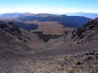 The cliff bands in the descent valley are hard to see from above.