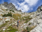 About midway up the gully on the south face of Fenn Mountain.