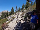 On the trail, Sentinel Dome in the distance.