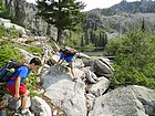 Boulder hopping near Lake Serene.