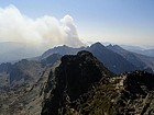 View south of a growing forest fire.