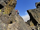 Descending a ledge on the south ridge of Tower of Babel.