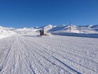 First to arrive at the snowmobile parking lot.