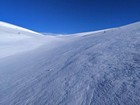 Wind scoured snow on the way up.