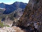 Above the crux, still heading up.