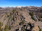 Nearing the summit of Six Lakes Peak, with DO Lee and the northern White Clouds in the distance.