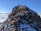 Scrambling up Saddle Butte.