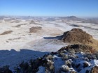 Three Fingers Rock and Round Mountain from Saddle Butte.