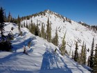 First open view of Snowslide Peak from the south.