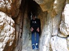 Exploring a small cave.