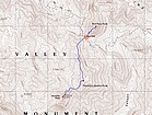 Map of the route, 4 miles and 2400' total elevation gain round trip.
