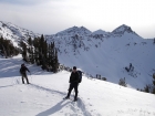 John and George in the saddle between Titus and Lower Titus, with Saviers and Bromaghin Peaks in the background.