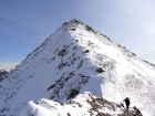 Looking back on the steep north ridge of Mallory Peak.