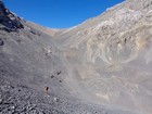 Michael climbing the talus field.