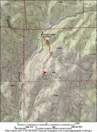 Map of the route, just over 2 miles and 450' elevation gain round trip.
