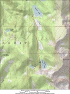 Map of our route. About 4 miles and 400' elevation gain round trip to Upper Hazard. Its another half mile form Upper Hazard to Hard Creek Lake