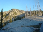 Playing on a slab between the lakes.