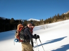 JohnR and Dave in a sparkly meadow on the way up. GeorgeR photo.