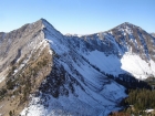 Ivory and Ebony from the slopes of Fourth of July Peak. Phyllis Lake is at the bottom right.