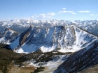 Croesus Peak as seen from Washington Peak with the Boulder Mountains in the background.