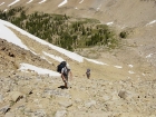 Looking down the towards Born Lakes from the top of Four Lakes pass.