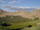 Looking west across Ants Basin from the base of Blackmon Peak. Peak 10857 and the Devils Staircase are visible in the background.