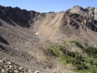 The pass leading to Four Lakes Basin with Patterson Peak off to the right. Photo taken from the Devils Staircase.