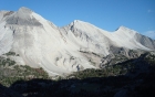 Caulkens Peak, WCP-9, and David O Lee Peak from the trail in the saddle leading to Iron Basin.