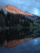 Alpenglow reflections at Ocalkens Lake.
