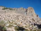 The boulder hopping section on the east face of Hatchet Peak.