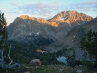 Final rays of sun reflecting in Scree Lake and Shallow Lake.