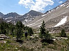 Heading toward the ridge to the Upper Boulder Chain Lakes, saddle on the right.