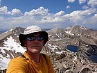 Me on the summit of Peak 11272', with the Big Boulder Lakes in the background.