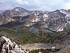 Pats Peak summit view of the upper Boulder Chain Lakes and Castle Peak.