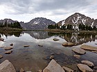 Castle Peak and Mount Frank, from my favorite little tarn above Windy Devil Pass.