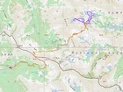 Map of the route, 18 miles and 5500' gain round trip.