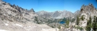 Looking down on Baron Lakes. Big Baron Spire on the left, with Thompson and Horstmann in the distance.