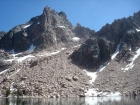 View of Packrat Peak from Little Warbonnet Lake.