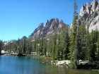 Warbonnet Peak and the Cirque Lake Group from one of the Feather Lakes.