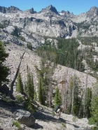 Bill descending toward the boulder field, en route to McWillards Lake.