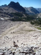 Ken and Bill climbing the boulder field.