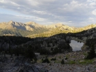 Gladiator Peak and the Boulder Mountains from the western slopes of Simpson Peak.